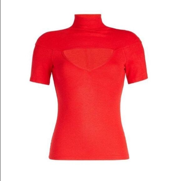 Beaufille women’s Zinner cutout ribbed stretch top in red size xs - Picture 2 of 11